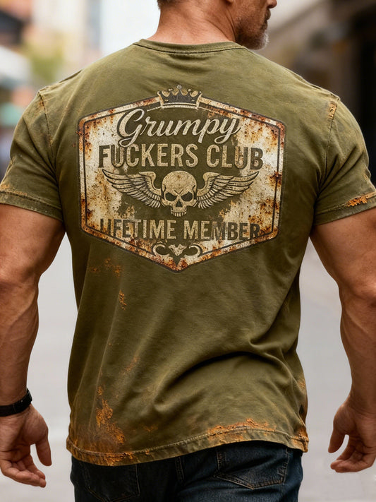Retro znepokojený starý zkurvený klub lebky příležitostné tričko