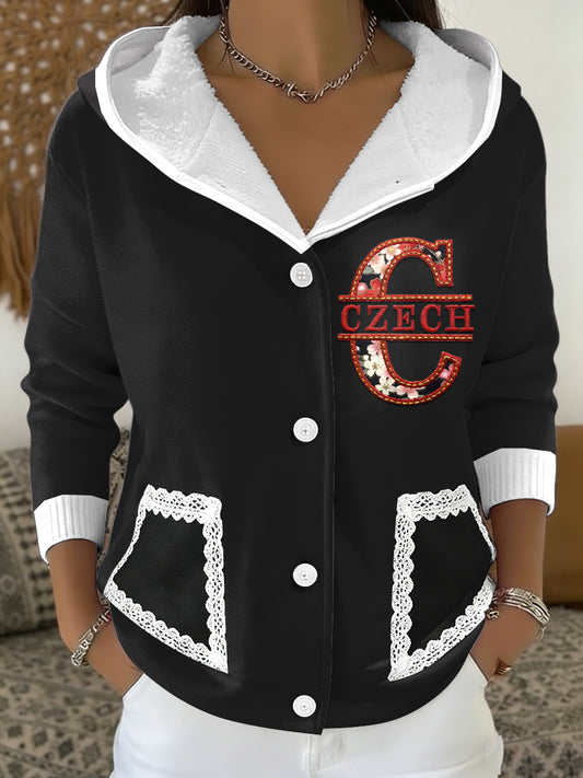 Pánské české počáteční c floral print černá bunda