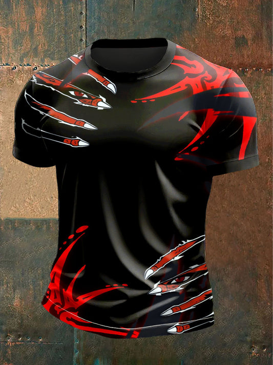 Men creative print casual black tshirt