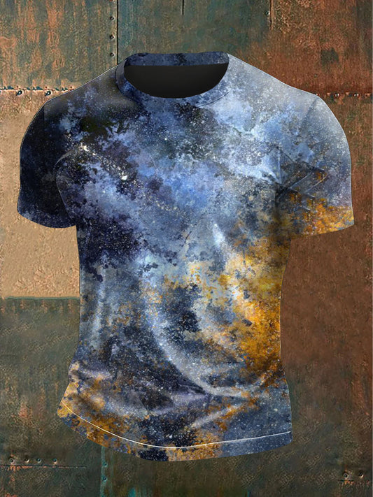 Men artistic galaxy print casual tshirt