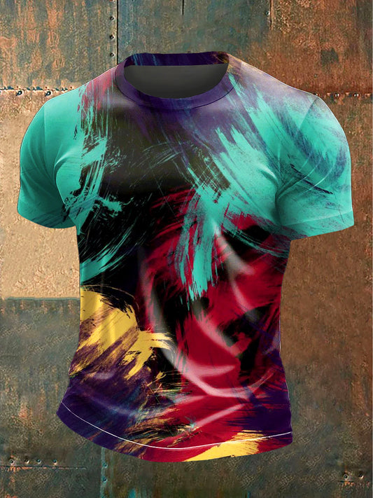 Pánské barevné graffiti tisk neformální tričko s krátkými rukávy