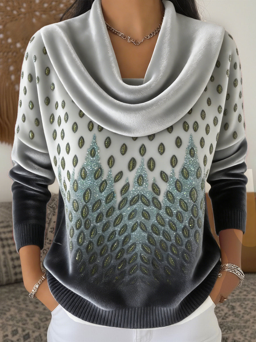 Dámské faux velvet glitter print fashion top