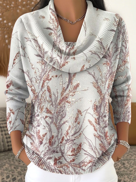 Dámské květinové třpytky tisk elegantní světlé šedé top