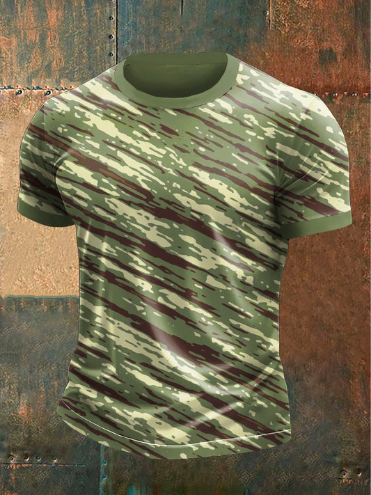 Pánské kamufláže tisk vojenské zelené neformální tričko