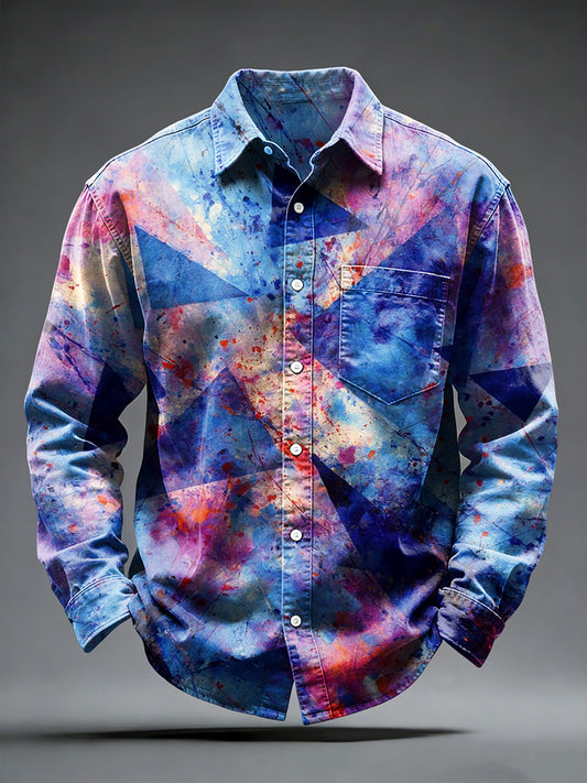 Men graffiti gradient print fashion shirt