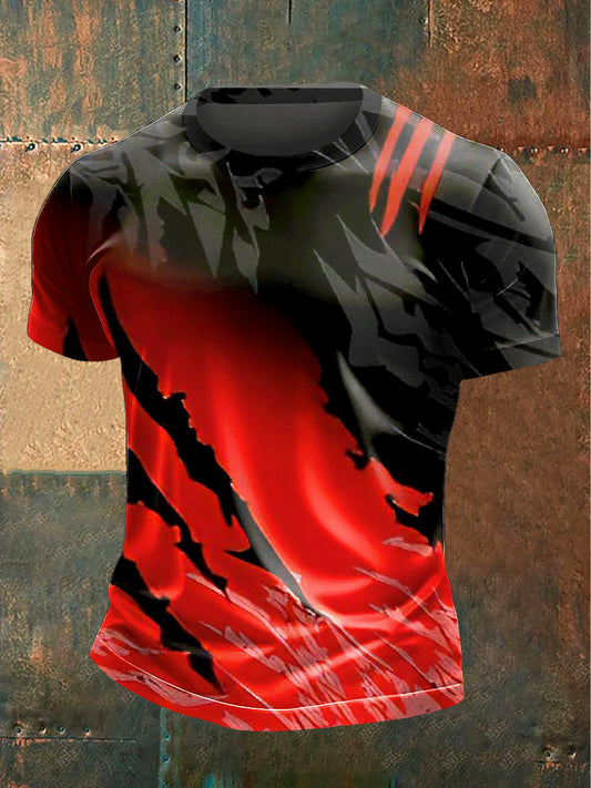 Men creative patchwork print casual tshirt