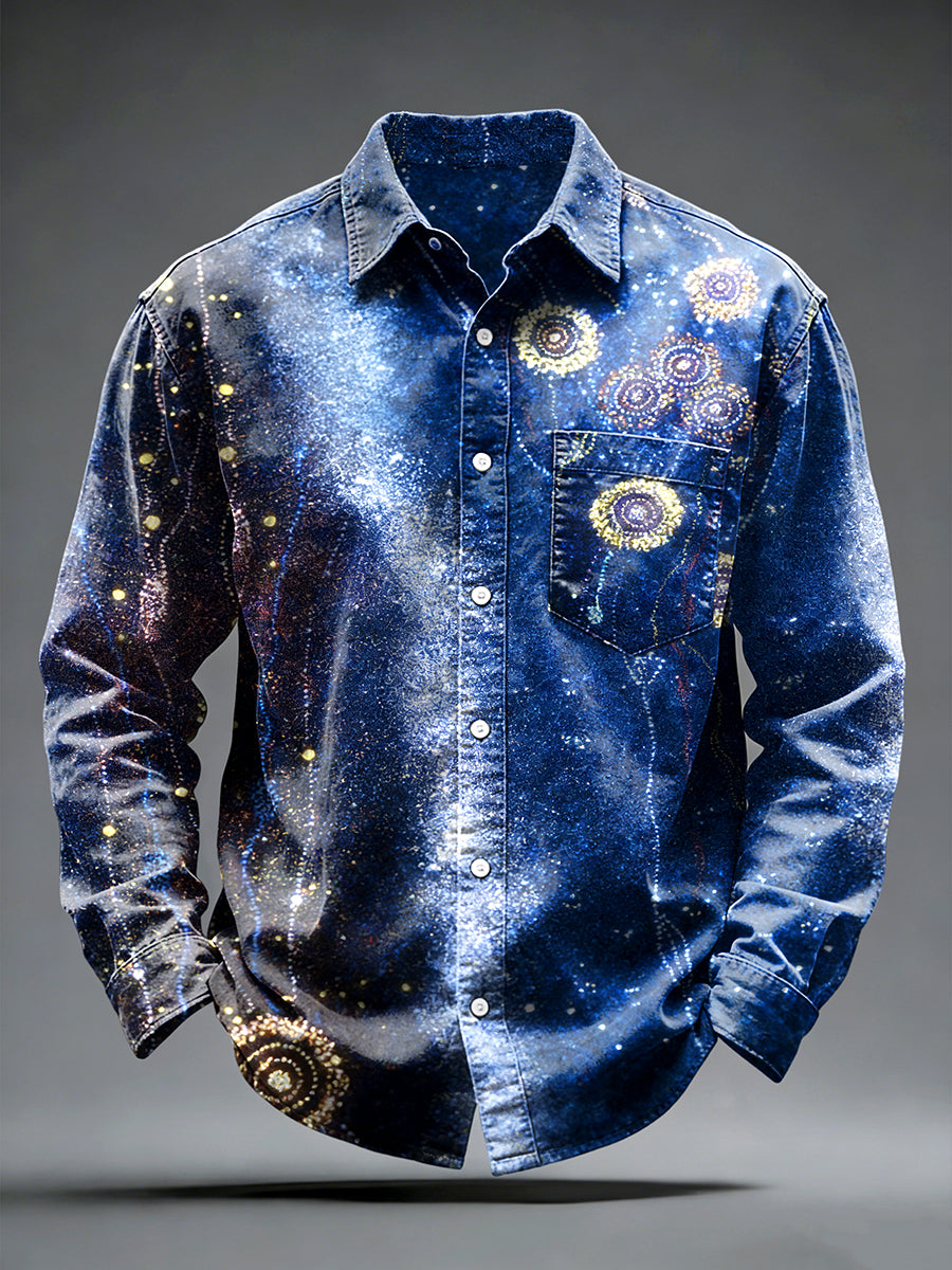 Pánské kosmické hvězdné nebe tisk módní košile