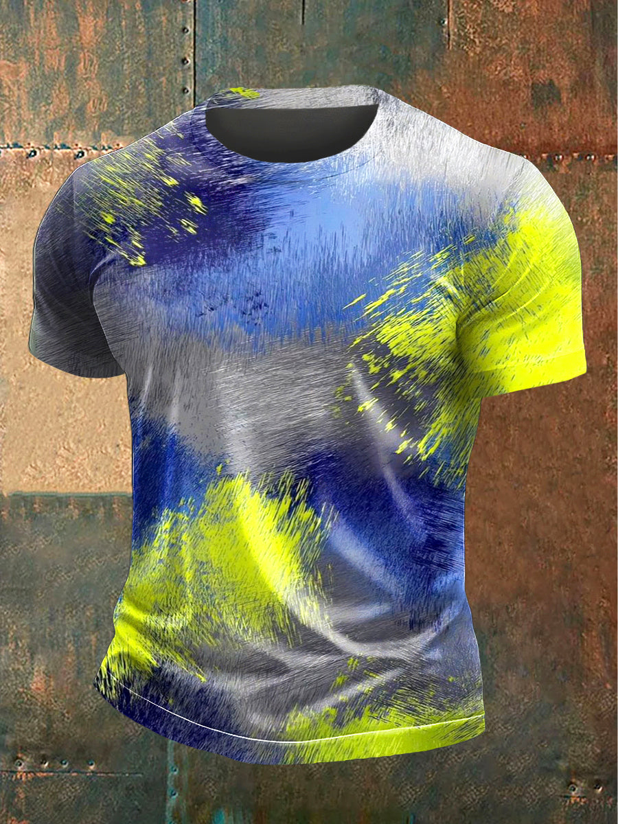 Men artistic graffiti print sports casual tshirt