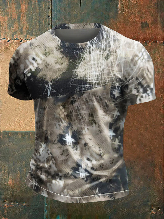 Pánské graffiti tisk šedá vintage casual tshirt