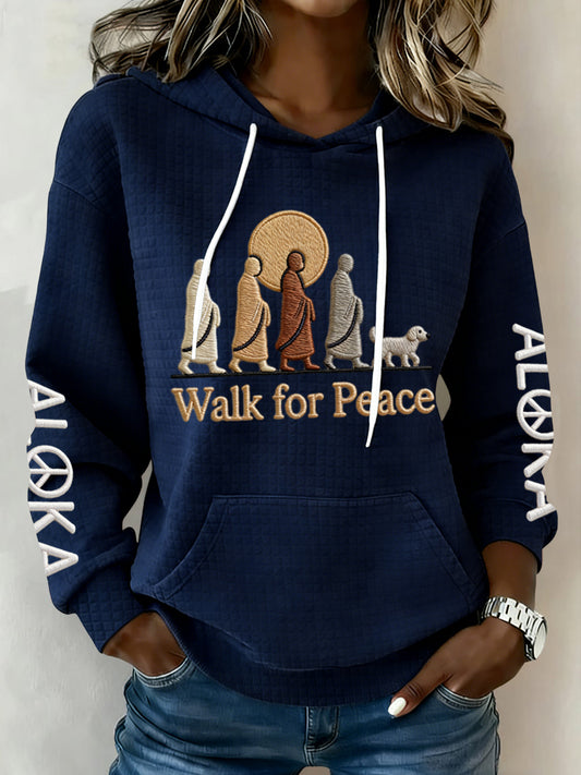 Ženy vintage mnich turistické umění příležitostné vafle mikina