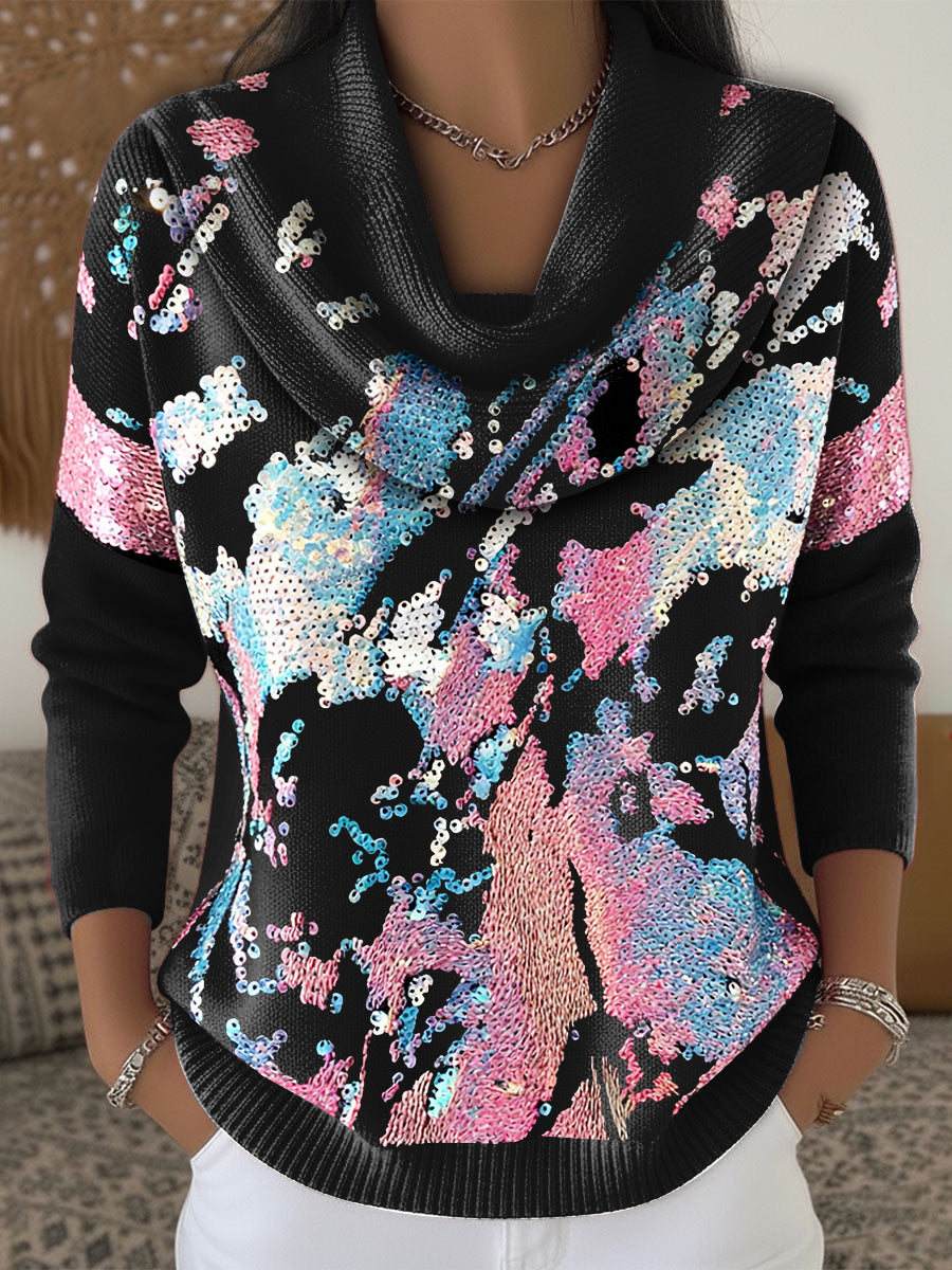 Dámské barevné potahované tištěné černé módní top