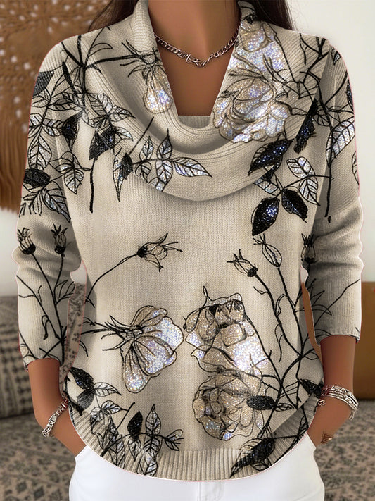 Dámské třpytky květinová tisk elegantní módní top