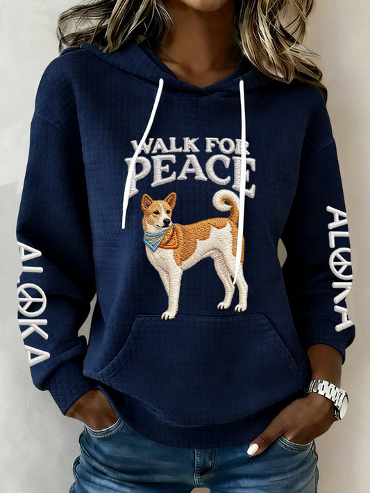 Ženské vintage mnich turistická chůze pro mír neformální vafle mikina