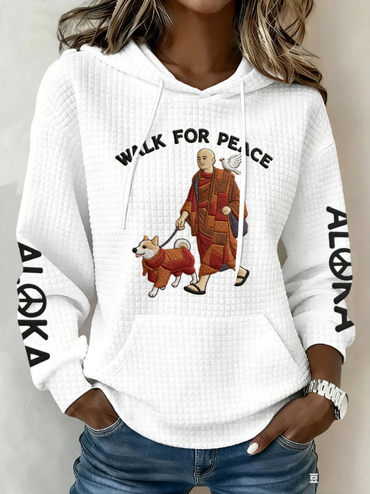 Ženské vintage mnich a psů turistika neformální vafle mikina