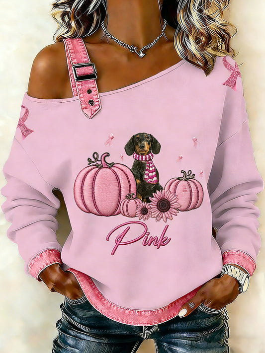 Ženské rakovina prsu zvířecí vytištěné jeden ramenní suspender příležitostný svetr