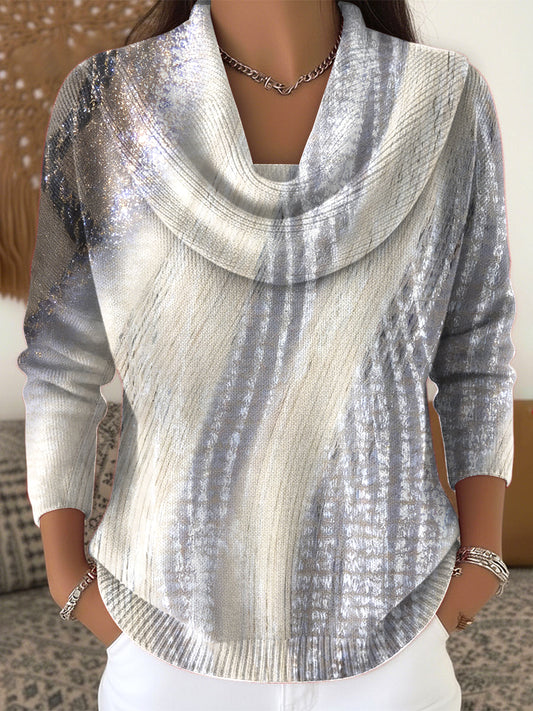 Dámské lesklé pruhy tisk módní casual top