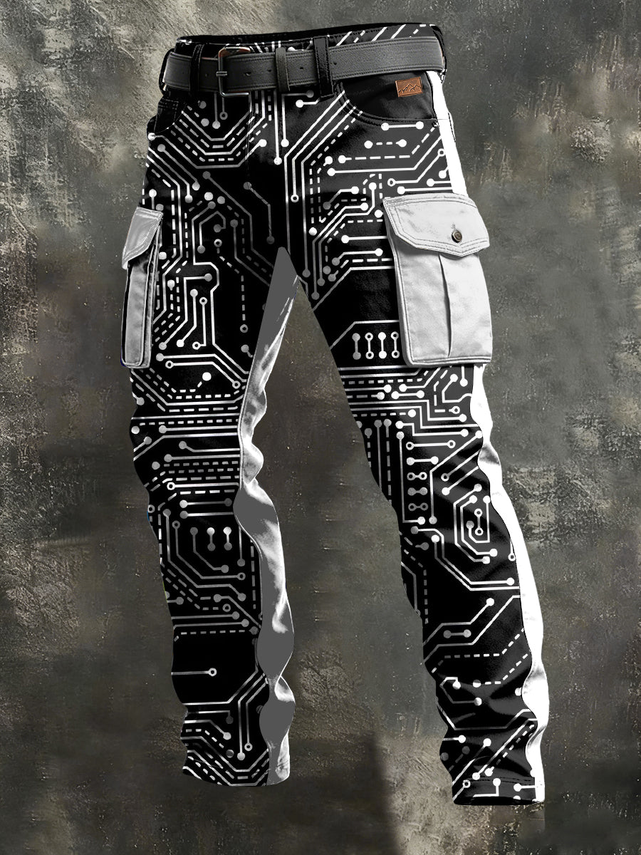 Pánské retro dovolená obchodní umění tisk neformální pracovní kalhoty