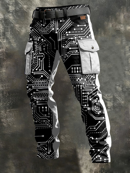 Pánské retro dovolená obchodní umění tisk neformální pracovní kalhoty