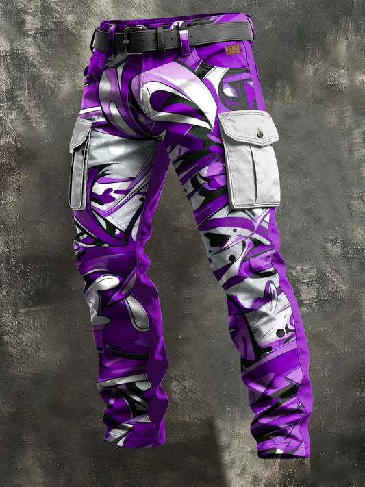 Pánské retro dovolená obchodní umění tisk neformální pracovní kalhoty