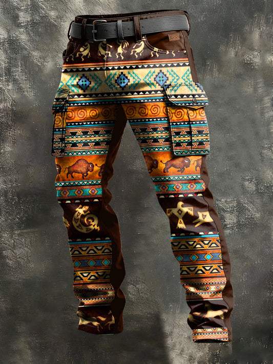 Pánské retro dovolená obchodní umění tisk neformální pracovní kalhoty