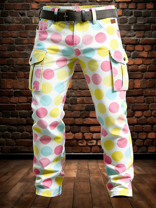 Pánské retro dovolená podnikání polka dot umění tisk neformální pracovní kalhoty