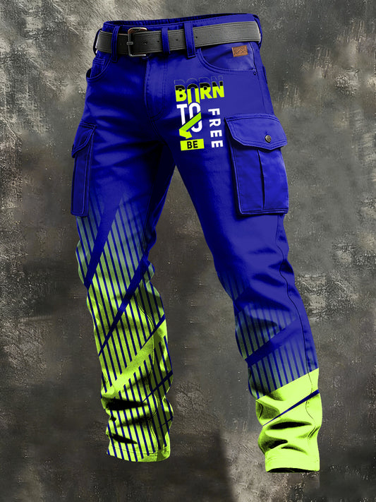 Pánské retro dovolená obchodní umění tisk neformální pracovní kalhoty