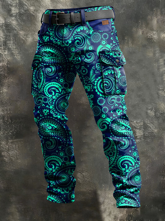 Pánské retro dovolená obchodní umění tisk neformální pracovní kalhoty