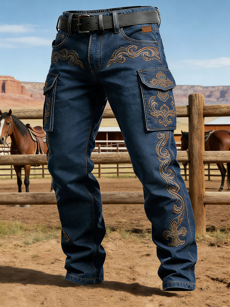 Pánské retro dovolená podnikání west art print casual pracovní šaty kalhoty