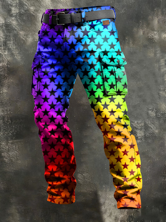 Pánské retro dovolená podnikání psychedelické umění tisk neformální pracovní kalhoty