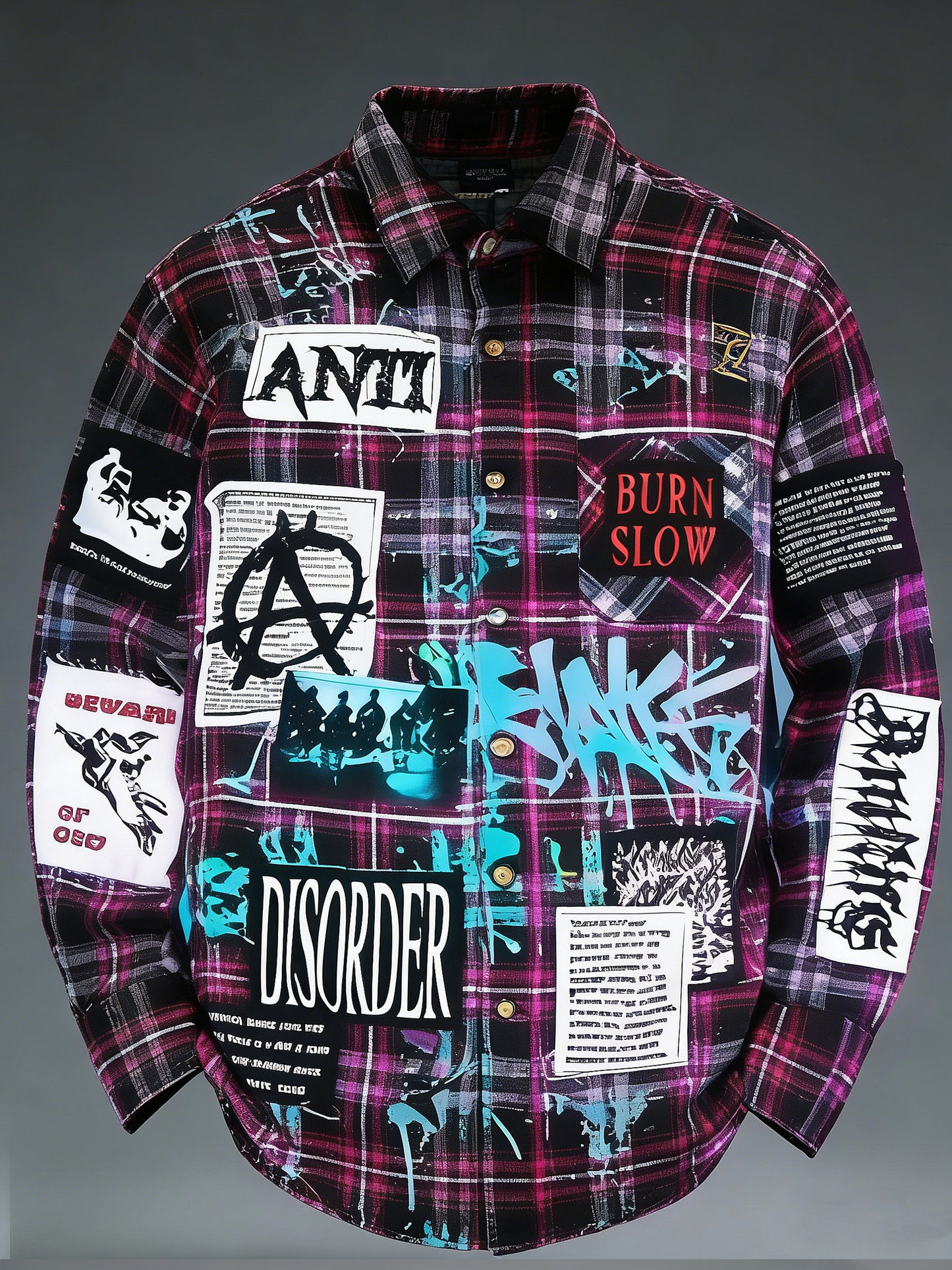 Pánské retro punkové lebky vytištěné dlouhými rukávy vreckové košile