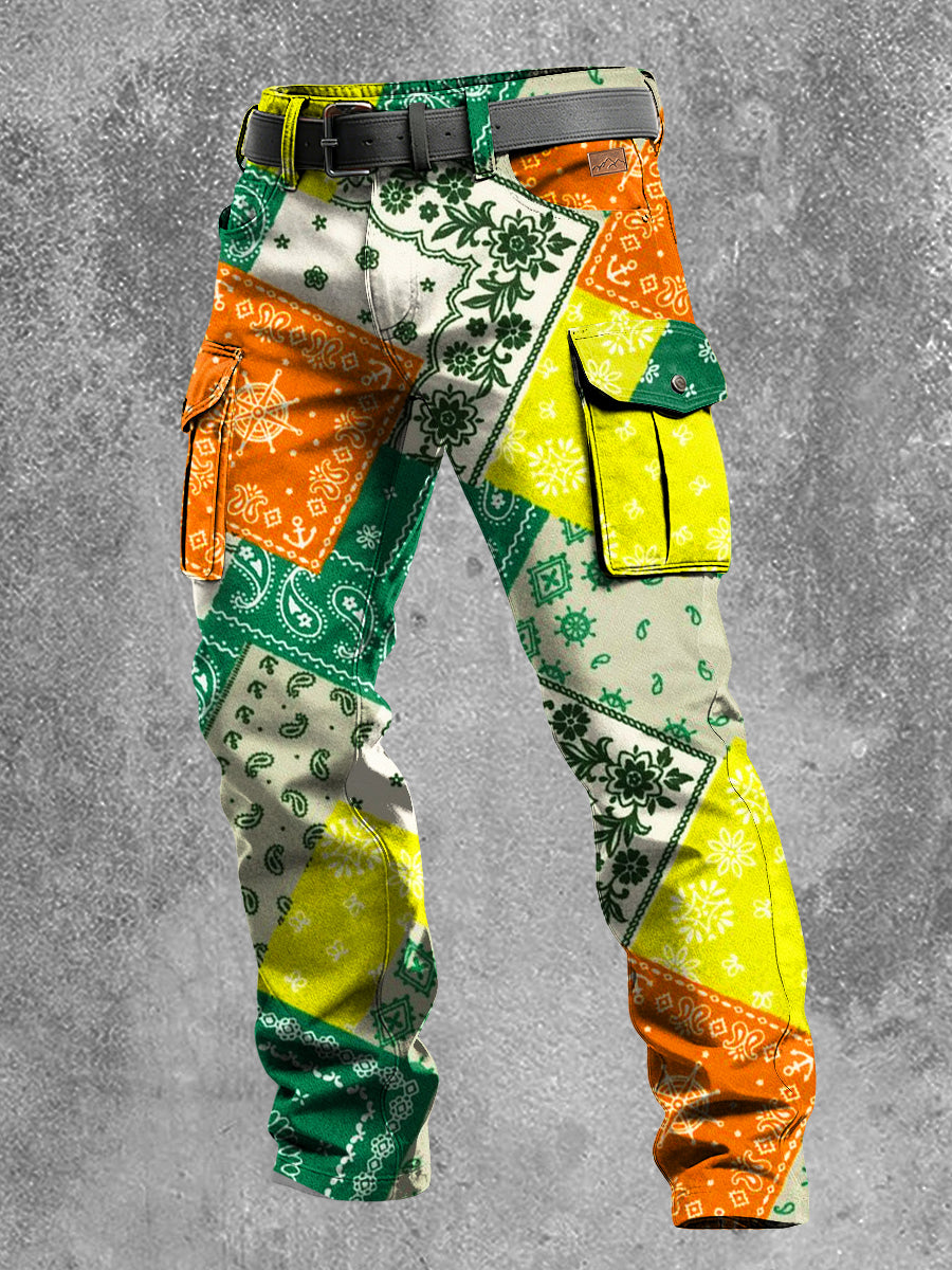 Pánské retro dovolená obchodní umění tisk neformální pracovní kalhoty