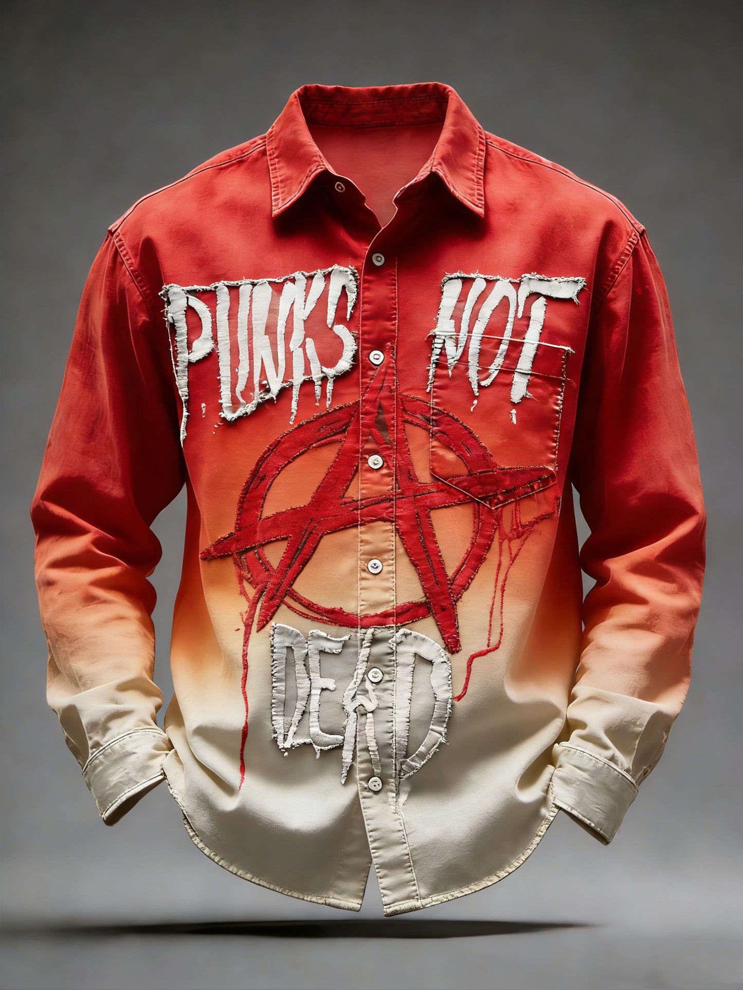 Pánské retro punkové tištěné dlouhými rukávy kapesní košile