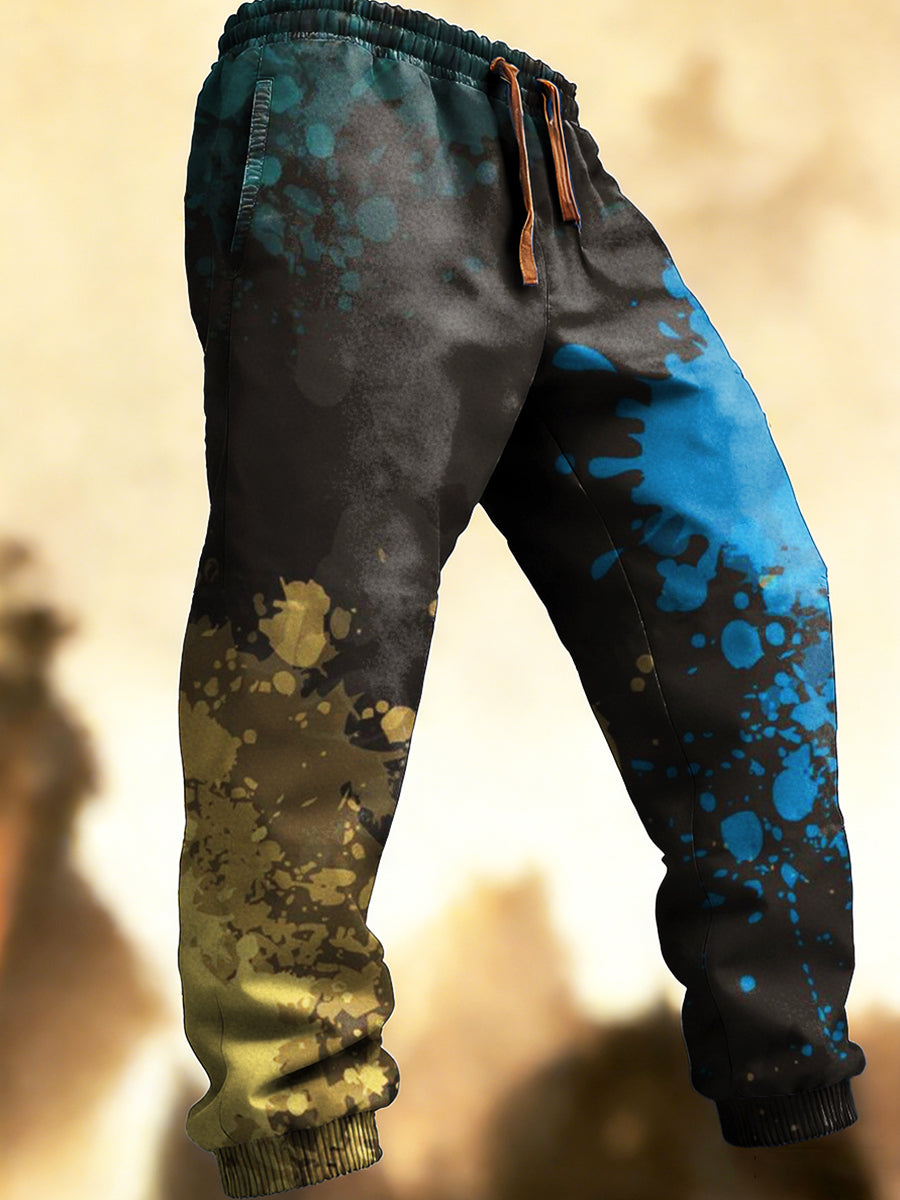 Men graffiti print casual sweatpants trousers