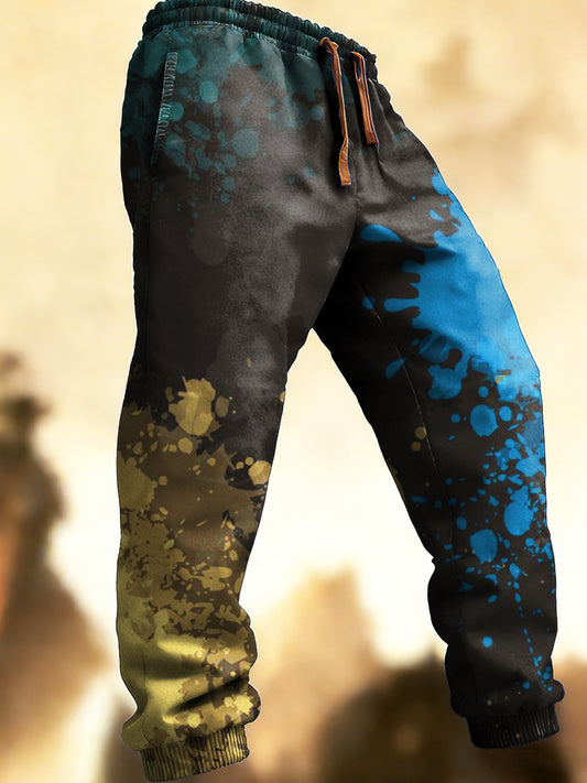 Men graffiti print casual sweatpants trousers