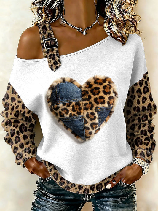 Dámské vintage květinové srdce patchwork tisk neformální offrameno mikina