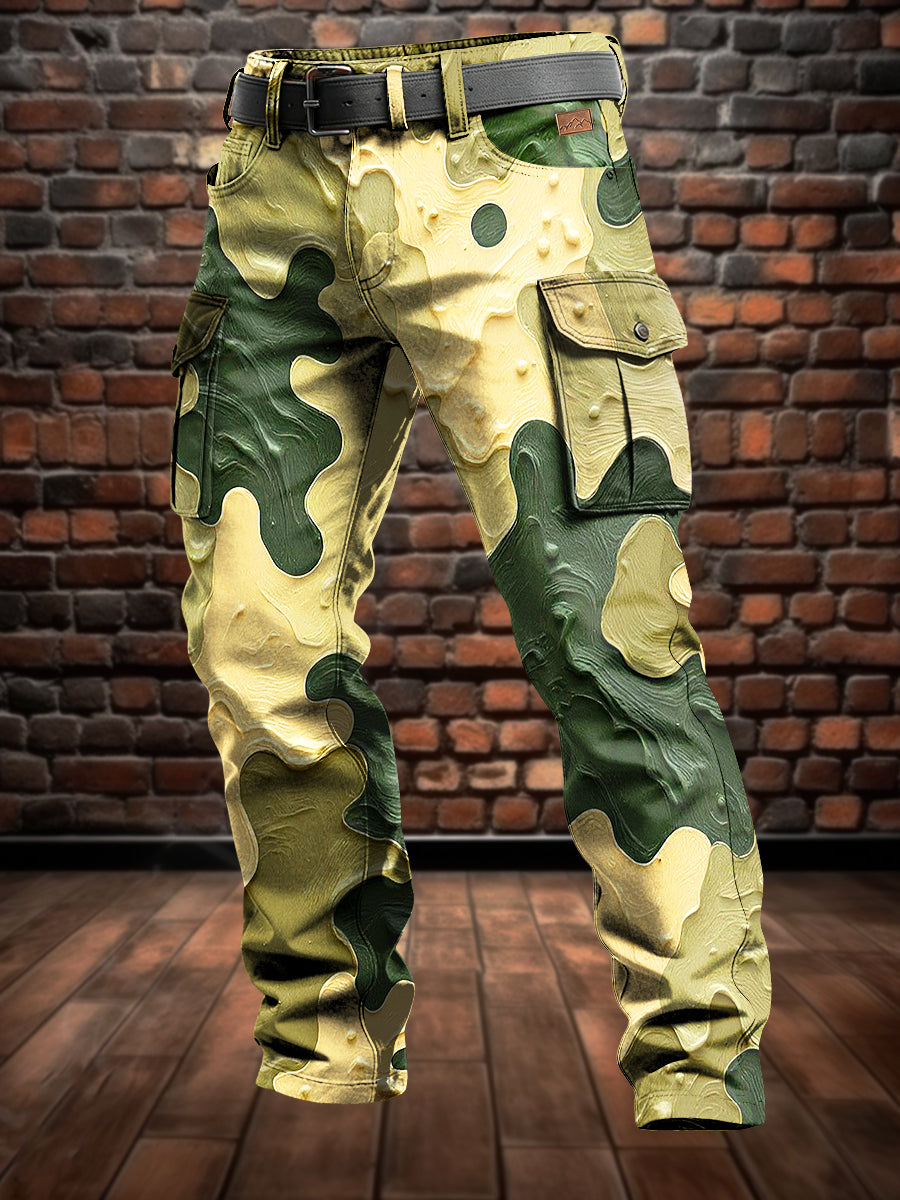 Pánské retro dovolená obchodní umění tisk neformální pracovní kalhoty