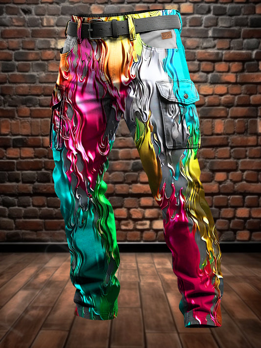 Pánské retro dovolená obchodní umění tisk neformální pracovní kalhoty