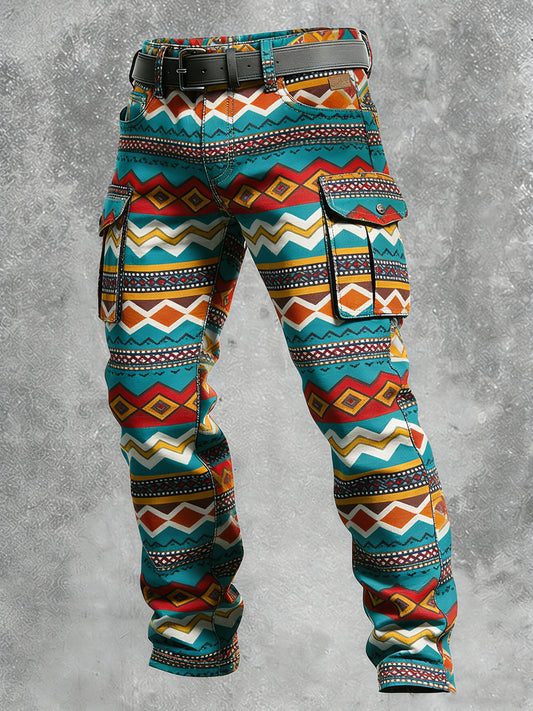 Pánské retro dovolená obchodní umění tisk neformální pracovní kalhoty