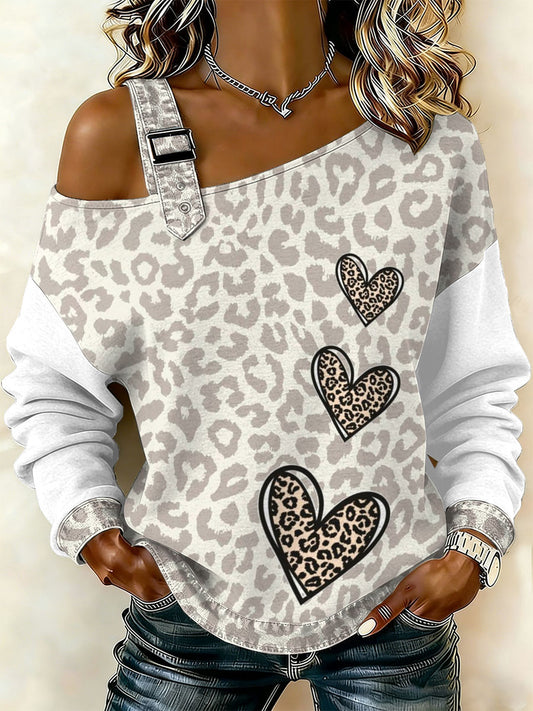 Dámské vintage květinové srdce patchwork tisk neformální offrameno mikina