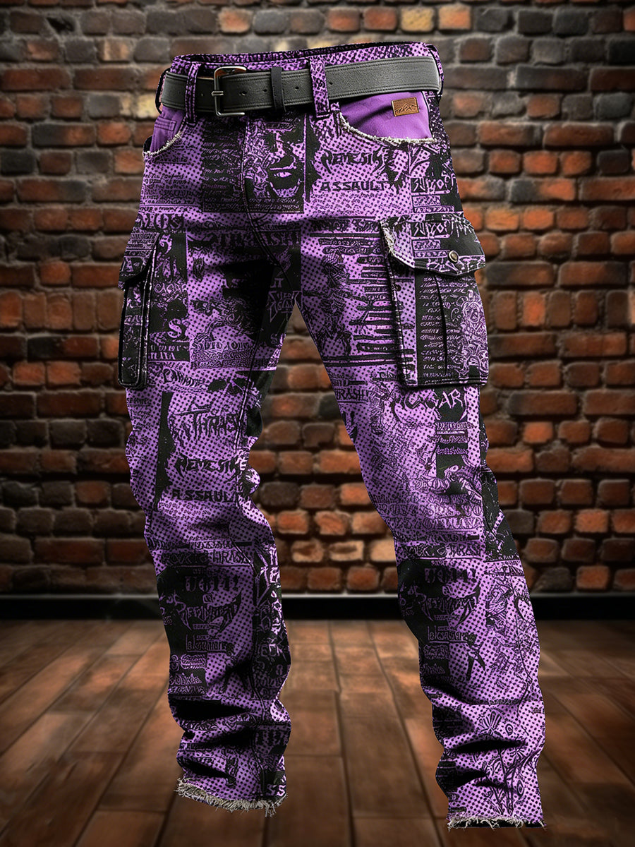 Pánské retro dovolená obchodní umění tisk neformální pracovní kalhoty