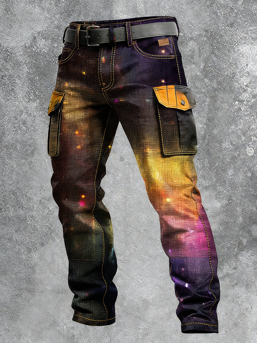 Pánské retro dovolená obchodní umění tisk neformální pracovní kalhoty