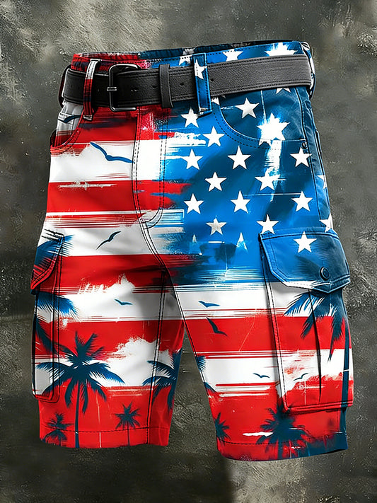 Pánské retro dovolená business american flag art print casual shorts