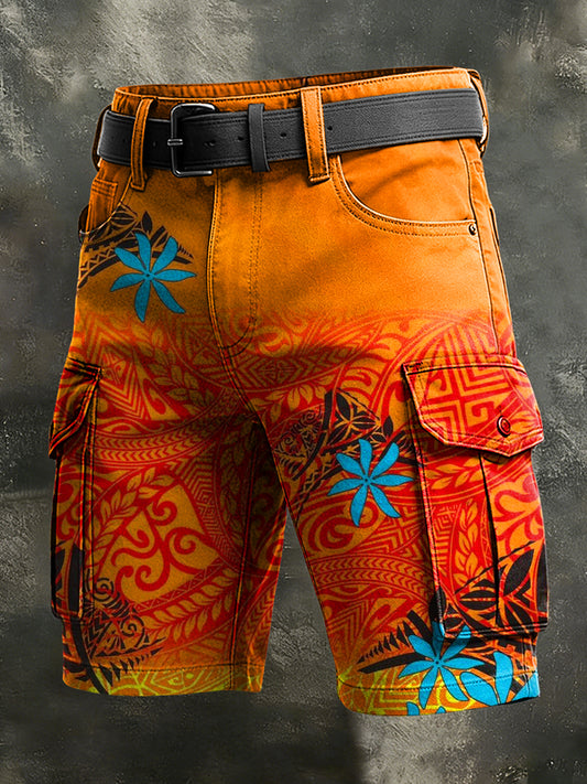 Pánské retro dovolená business art print casual shorts