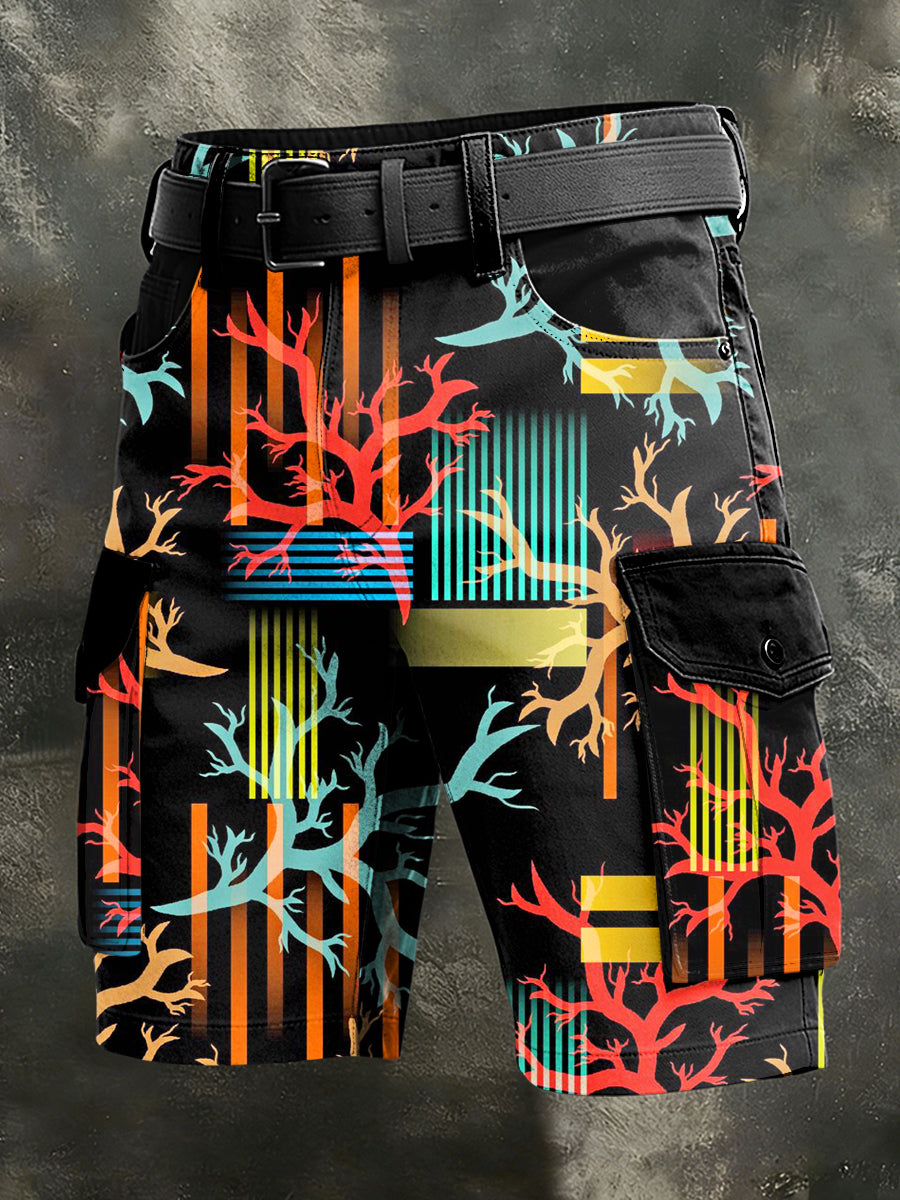 Pánské retro dovolená business art print casual shorts