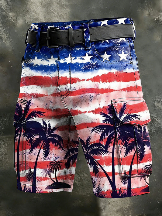 Pánské retro dovolená business american flag art print casual shorts