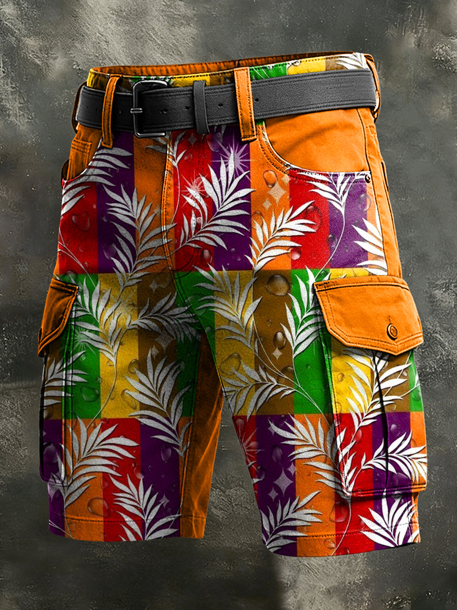 Pánské retro dovolená business art print casual shorts