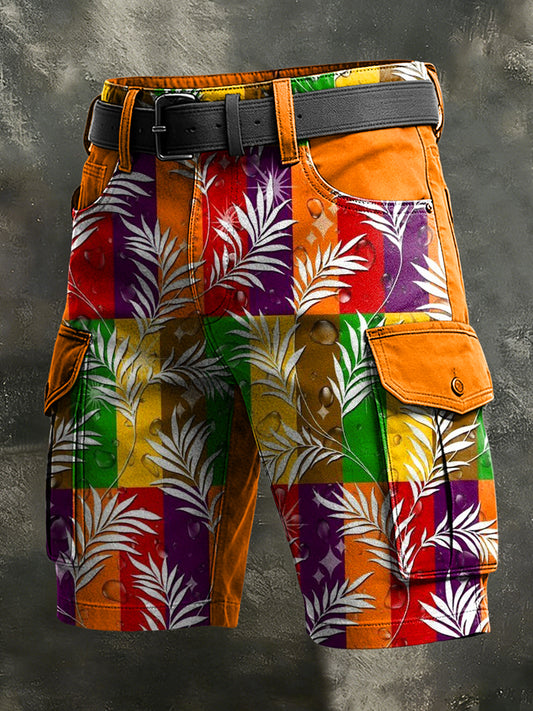 Pánské retro dovolená business art print casual shorts