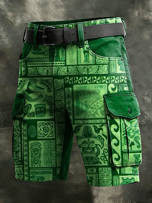 Pánské retro dovolená business art print casual shorts