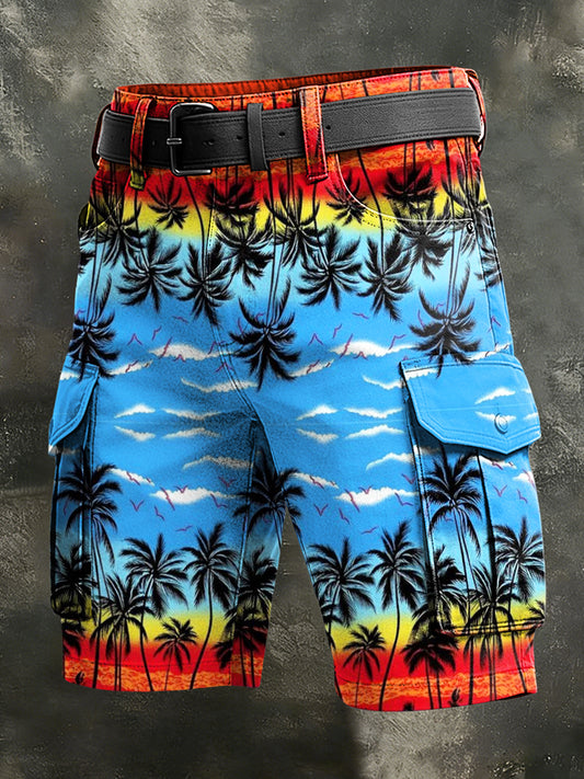 Pánské retro dovolená business art print casual shorts