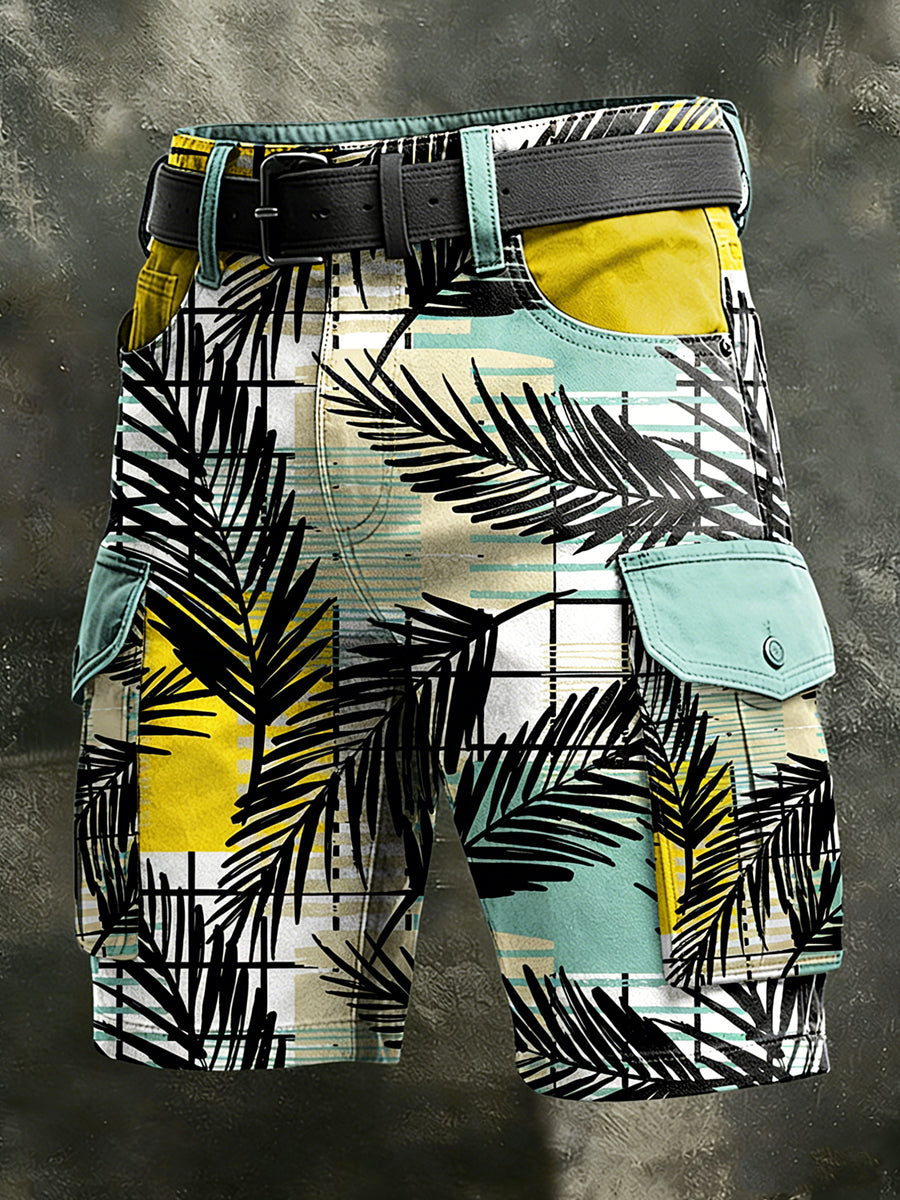 Pánské retro dovolená business art print casual shorts
